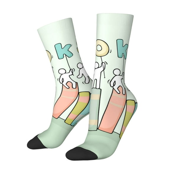 Xecao Books Pattern Sport Socks for Women and Men Crew Socks Sporty Calf Socks Casual Socks