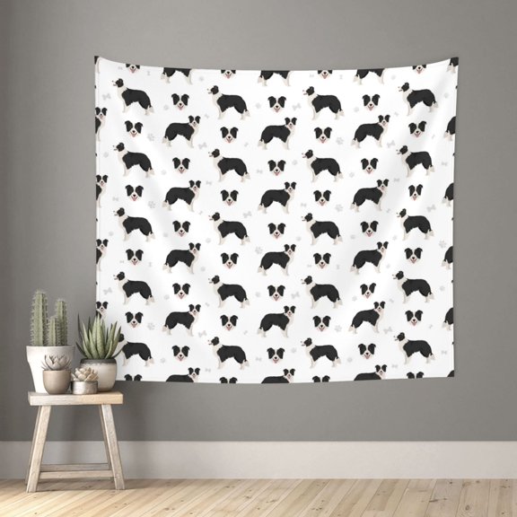 Xecao Border Collie Dog patten Tapestry 60x51 Inches Wall Hanging Poster Tapestry for Living Room Bedroom Home Decor
