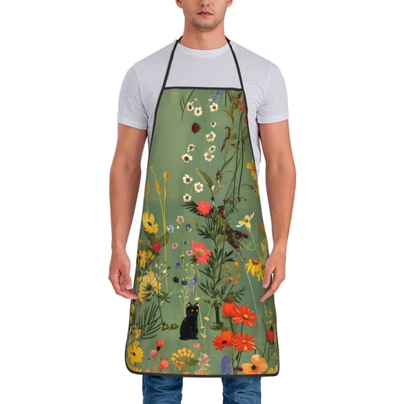 Xecao Botanical Garden With Cats Print Funny BBQ Chef Aprons for Men Women,Adjustable Kitchen Cooking Aprons with Pocket Waterproof Oil Proof No Pilling Fading