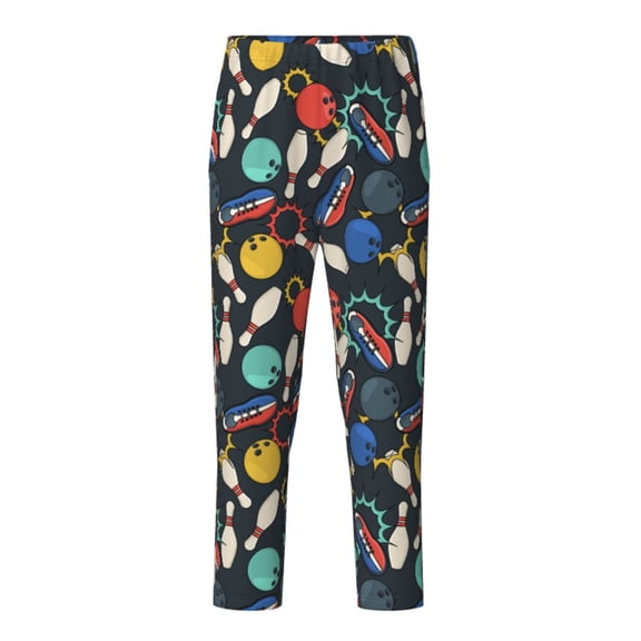 Xecao Bowling Ball Print Teenagers' Pajama Pants Long Sleep Pants Soft Elastic Waist Pajama Bottoms Elastic waist with 2 Pockets 5-16 Years-XS(5-6)