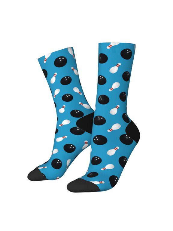 Bowling Balls Pattern Sport Socks for Women and Men Crew Socks Sporty Calf Socks Casual Socks