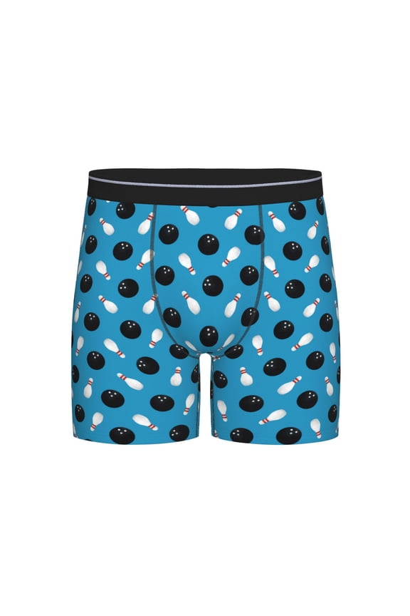 Bowling Balls Print Boxer Briefs for Men's Stretch Moisture-Wicking Underwear, Mid-Rise Classics breathable fabric
