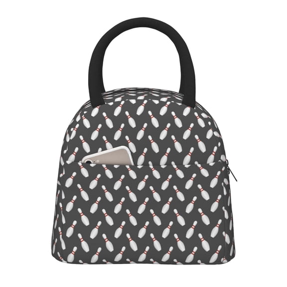 Xecao Bowling Pins Lunch Bag , an insulated, reusable tote bag perfect for adults of all genders, ideal for work, office, picnics and beach trips