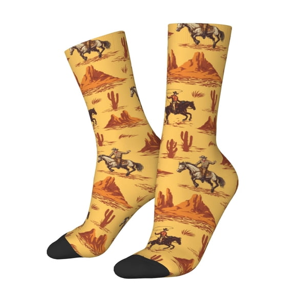 Xecao Brave Cowboys Pattern Sport Socks for Women and Men Crew Socks Sporty Calf Socks Casual Socks