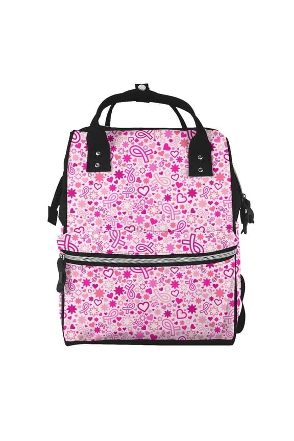 Breast Cancer Awareness2 print Large Capacity Nappy Bag is a multi-functional waterproof travel backpack, perfect as a nursing bag or mummy backpack for women