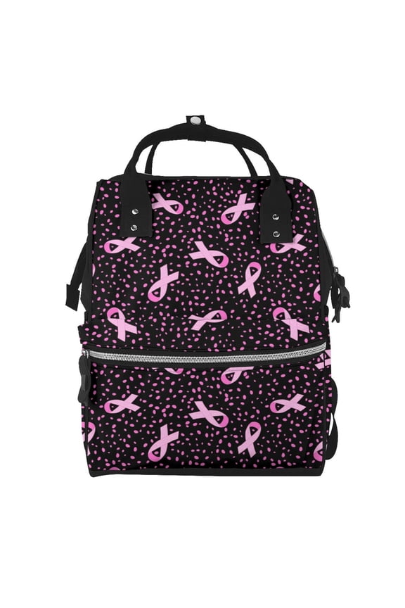 Breast Cancer Awareness3 print Large Capacity Nappy Bag is a multi-functional waterproof travel backpack, perfect as a nursing bag or mummy backpack for women
