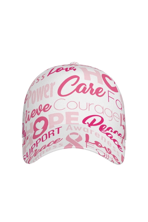 Breast Cancer Pink Ribbons Awareness (2) for Baseball Cap: Unisex, crafted from classic polyester twill fabric, featuring a soft unconstructed design
