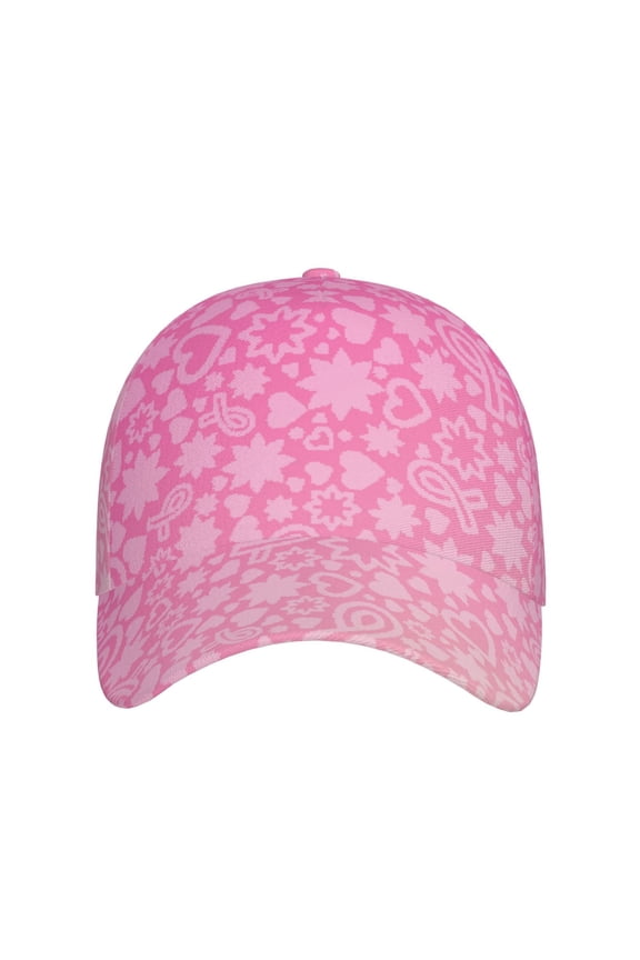 Breast Cancer Pink Ribbons Awareness for Baseball Cap: Unisex, crafted from classic polyester twill fabric, featuring a soft unconstructed design