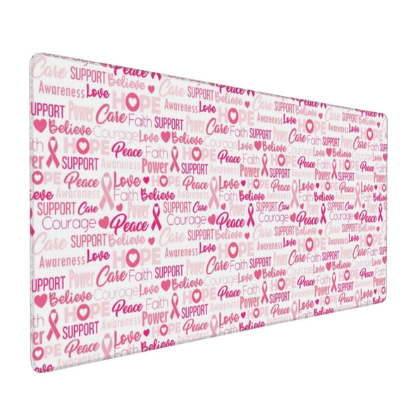 Xecao Breast Cancer Ribbons Awareness Print Large Mouse Pad, 16x35.5in Mousepad, Professional Non-Slip Rubber Base Big Mouse Pad, Mouse Pad for Gaming & Office Full Desk Mouse Pad