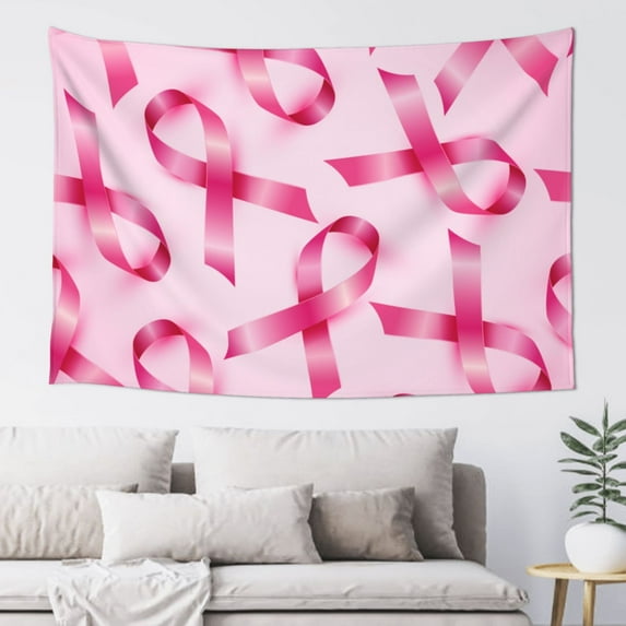 Xecao Breast Cancer Ribbons Awareness Print Tapestry, Wall Hanging Room Funny Decor, Backdrop Room Decor for Bedroom Living Room dormitory