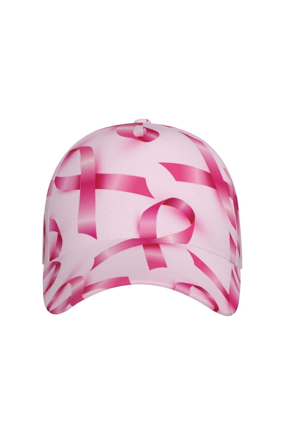 Breast Cancer Ribbons Awareness for Baseball Cap: Unisex, crafted from classic polyester twill fabric, featuring a soft unconstructed design