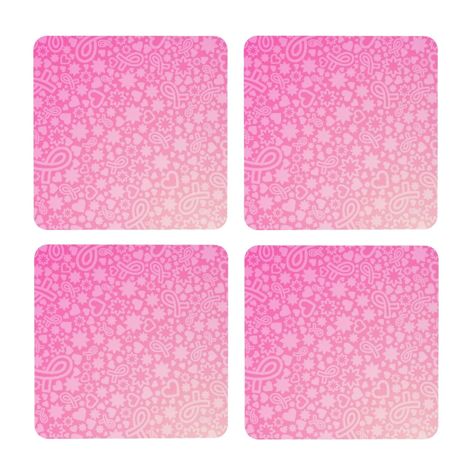 Xecao Breast CancerN Ribbons Awareness for MDF Cork Coaster 4 Pcs,Drink ...