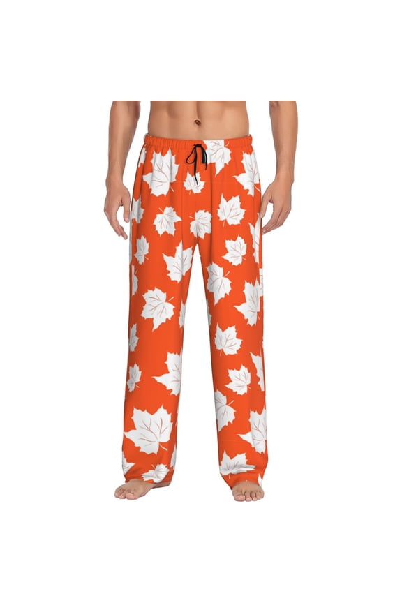 Bright Autumn Leaves Charm Print Men's Straight Lounge Pajama Pants - The Ultimate in Comfortable Sleepwear-Large