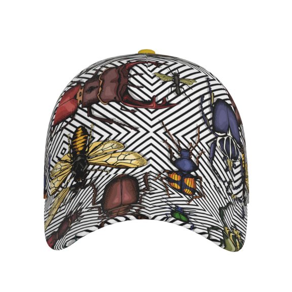 Xecao Bright Insects for Baseball Cap: Unisex, crafted from classic polyester twill fabric, featuring a soft unconstructed design