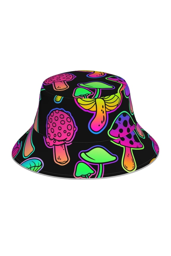 Bright Mushrooms Print Men and Women Night Reflective Hat Runner Cap Visor Bucket Hat Boonie Cap