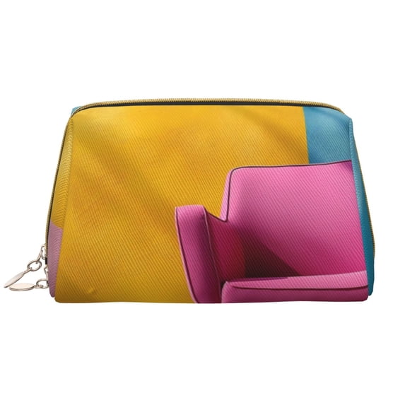 Xecao Bright Pink Chair Print Fashion Makeup PVC Bag Large Capacity Travel Cosmetic Bag for Women Organizer Toiletry Clutch