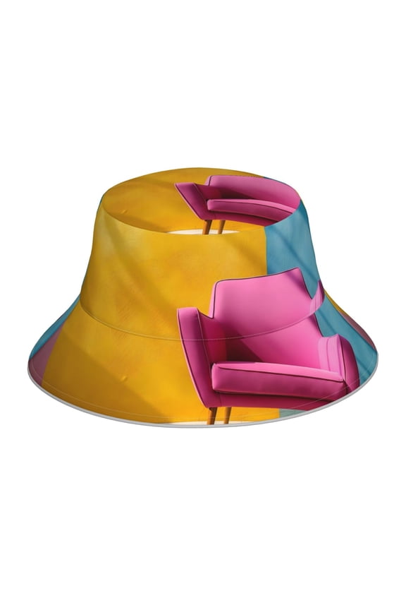 Bright Pink Chair Print Men and Women Night Reflective Hat Runner Cap Visor Bucket Hat Boonie Cap