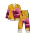 thumbnail image 1 of Xecao Bright Pink Chair Print Pajamas Set Mens Pajamas Long Sleeve Loungewear Two-Piece Sleepwear Button-Down Pjs Set,2PJS-Small, 1 of 7