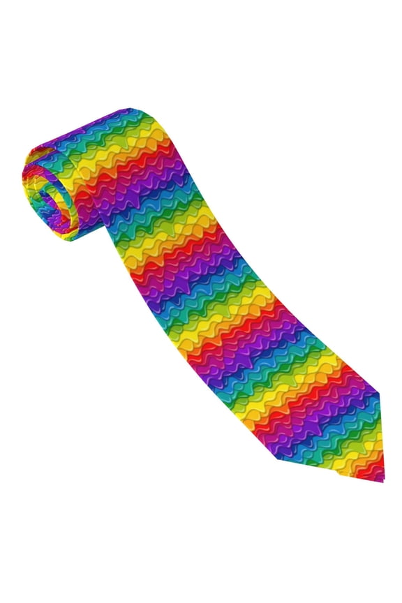 Bright Rainbow Print Tie For Men Necktie Woven Jacquard Neck Ties,Classic Men's Tie