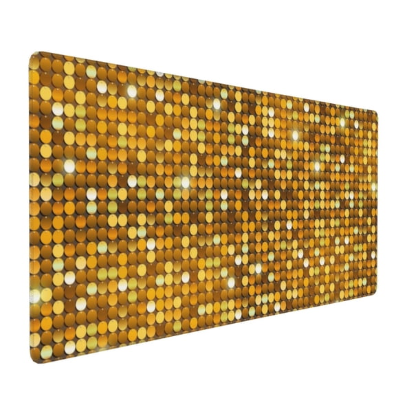 Xecao Bright Shiny Golden Print Large Mouse Pad, 16x35.5in Mousepad, Professional Non-Slip Rubber Base Big Mouse Pad, Mouse Pad for Gaming & Office Full Desk Mouse Pad