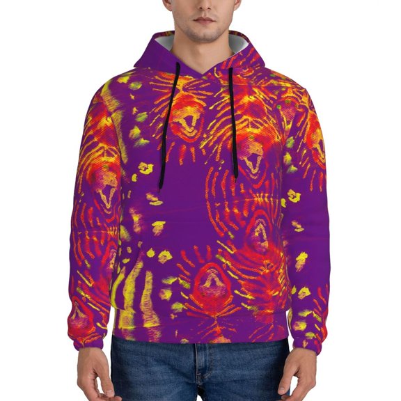 Xecao Bright Textured Animal Pattern Men's Adult Pullover Hoodie,Hooded Sweatshirt-3X-Large