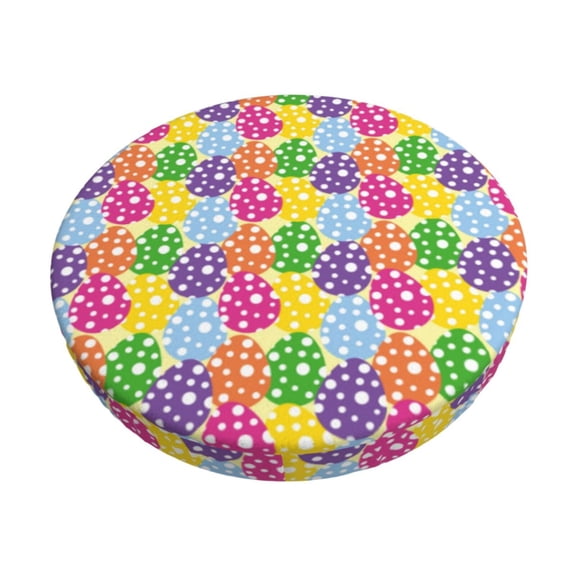 Xecao Bright and colorful easter eggs Print Stool Covers Offer Stylish, Washable Protection for PU Round Bar Stools, Perfect for Home or Commercial Use-14 inch