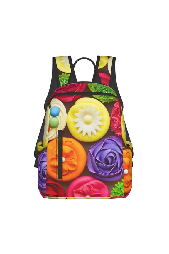 Brightly Colored Cupcakes print Backpack For women men Aesthetic Lightweight Travel Daypack Simple Cute Backpack For Bookbag