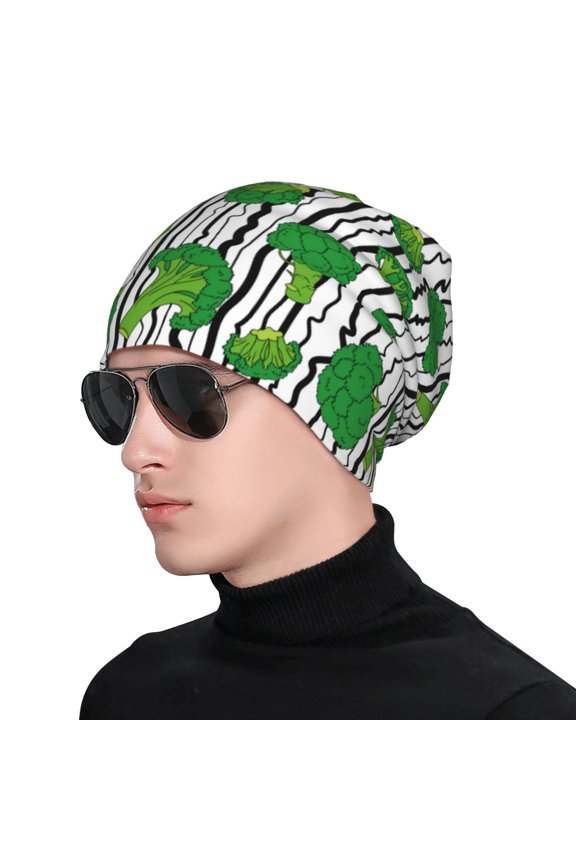 Broccoli 2 Print Beanie Knitted Hat for Men Women, Winter Fashion Knit Cuffed Caps Unisex