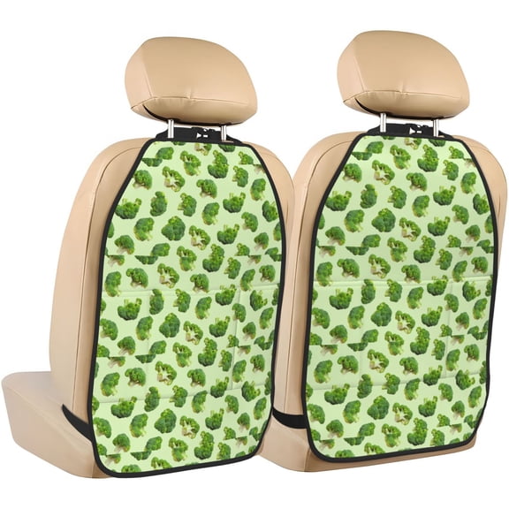 Xecao Broccoli 3 Pattern Car Seat Back Protector 2 Pack Large Capacity Pocket, Kick Mats Back Seat Protector