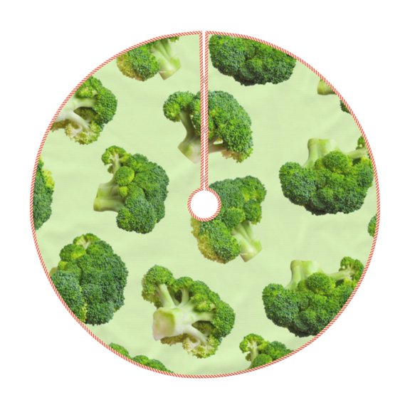 Xecao Broccoli 3 Pattern Christmas Tree Skirt Round Xmas Tree Mat Base Cover for Holiday Home Decorations-30"