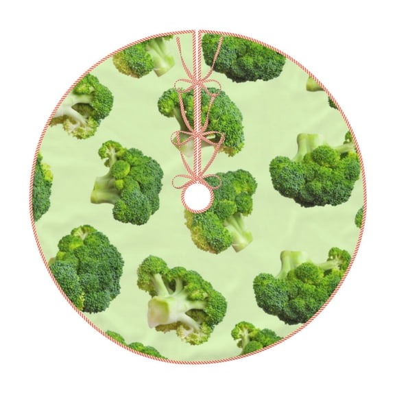 Xecao Broccoli 3 Pattern Christmas Tree Skirt Round Xmas Tree Mat Base Cover for Holiday Home Decorations-48"