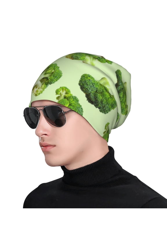 Broccoli 3 Print Beanie Knitted Hat for Men Women, Winter Fashion Knit Cuffed Caps Unisex
