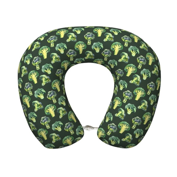 Xecao Broccoli 3 Print Memory Foam Cervical Neck Pillow Versatile U-Shaped Pillows for Home,Office,Camping,Travelling,Soft Washable Cover