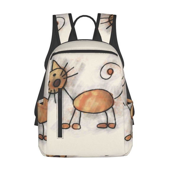 Xecao Brown Cat Cartoon print Backpack For women men Aesthetic Lightweight Travel Daypack Simple Cute Backpack For Bookbag