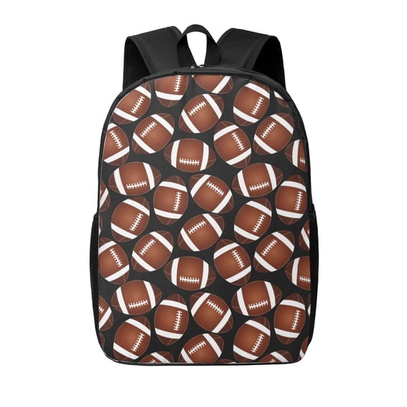 Xecao Brown Football On Black print Travel Backpack, Large Computer Backpack for Men Women, College School Rucksack Book Bag