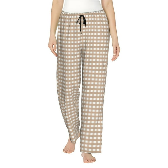 Xecao Brown Gingham Women's Straight Lounge Pajama Pants: The Epitome of Relaxed Sleepwear