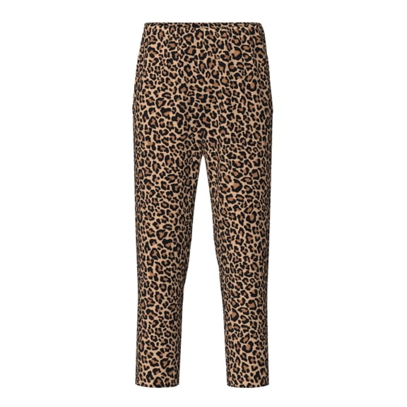 Xecao Brown Leopard Print Teenagers' Pajama Pants Long Sleep Pants Soft Elastic Waist Pajama Bottoms Elastic waist with 2 Pockets 5-16 Years-Large