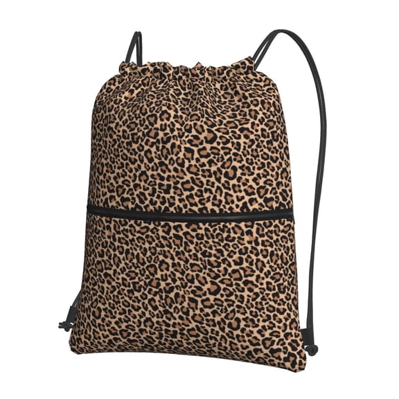 Xecao Brown Leopard for Drawstring Bags,Pull String Backpack Bags,String Bag Sackpack