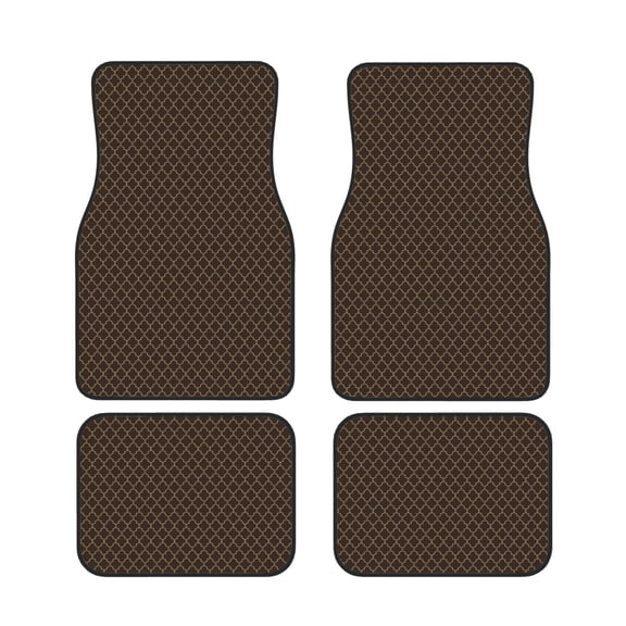 Xecao Brown Moroccan Trellis Print Car Foot Mat Set of 4 Pieces Neoprene All-Weather Dust-Proof Stain-resistantCar Interior Decorative mats Non-Slip Mats