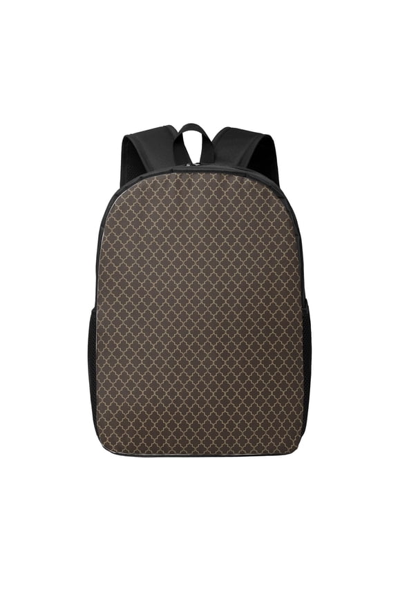 Brown Moroccan Trellis print Travel Backpack, Large Computer Backpack for Men Women, College School Rucksack Book Bag