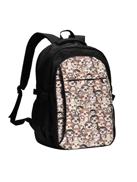 Brown Sloth for Travel Laptop Backpack, USB-Charging-Enabled, Spacious Business Backpack for Men and Women,College School Computer Bag