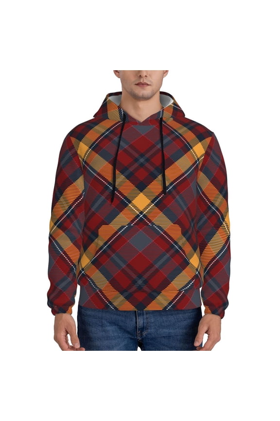 Buffalo Check Plaid Pattern Men's Adult Pullover Hoodie,Hooded Sweatshirt-4X-Large
