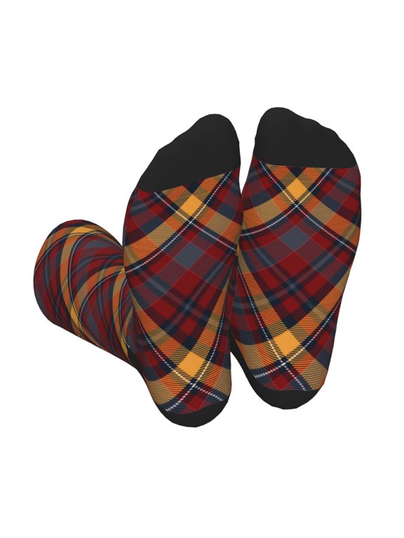 Buffalo Check Plaid Print Crew Socks for Men and Women, Men's Soft Moisture-wicking Sock