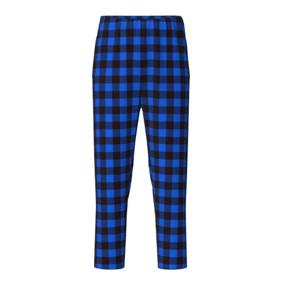 Xecao Buffalo Plaid Blue Black Print Teenagers' Pajama Pants Long Sleep Pants Soft Elastic Waist Pajama Bottoms Elastic waist with 2 Pockets 5-16 Years-XS(5-6)