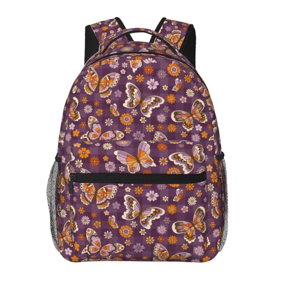 Xecao Buffalo Plaid and Butterflys Backpack, a stylish and functional choice for both men and women, is the perfect basic bookbag for college, work, or travel