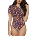 thumbnail image 1 of The Xecao Buffalo Plaid and Butterflys Women's Crew Neck Body Suit, a short-sleeved bodysuit and basic swimsuit, both comfort and style for dating and daily life, 1 of 9