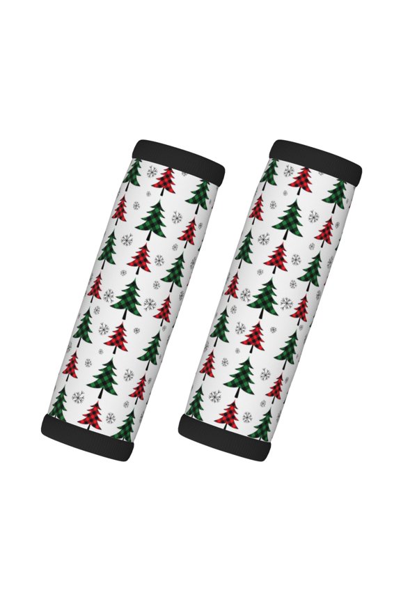 Buffalo Plaid Christmas Trees Print 2 Pack Luggage Handles Wrap Grips Identifiers Bright Luggage Markers, Unique Travel Essentials,Bright Luggage Markers