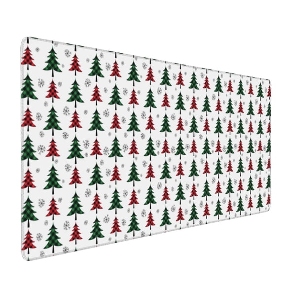 Xecao Buffalo Plaid Christmas Trees Print Large Mouse Pad, 16x35.5in Mousepad, Professional Non-Slip Rubber Base Big Mouse Pad, Mouse Pad for Gaming & Office Full Desk Mouse Pad