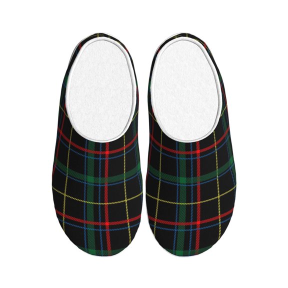 Xecao Buffalo Plaid Dark Green Print Cotton Slippers Fuzzy Warm Cozy Slippers Non Slip House Slippers For Indoor Outdoor Cotton Slippers House Slippers-13