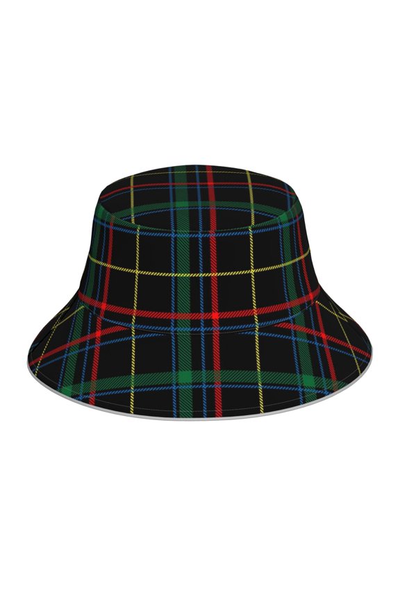 Buffalo Plaid Dark Green Print Men and Women Night Reflective Hat Runner Cap Visor Bucket Hat Boonie Cap